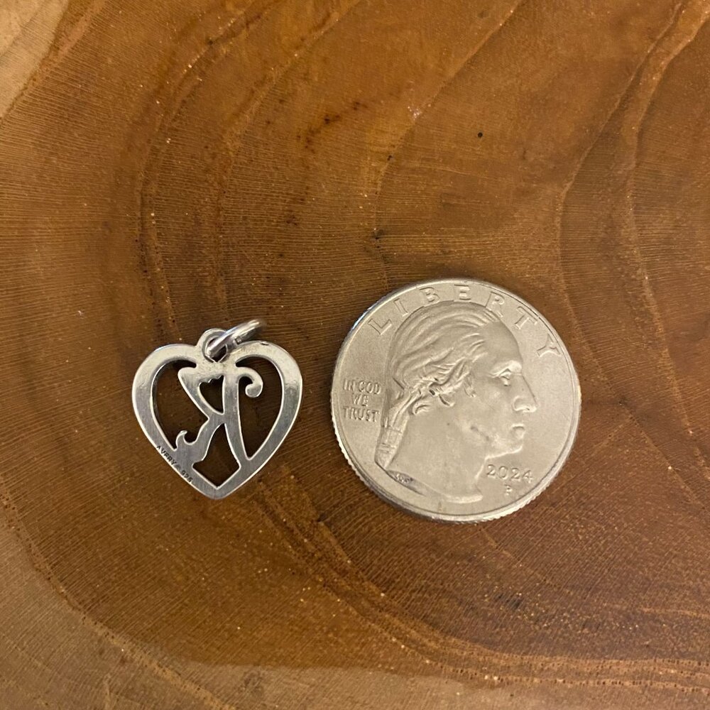 James Avery Heart Script Initial "K" Charm, Sterl… - image 2
